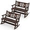 Costway 1/2 PCS Patio Rocking Bench Carbonized Wood Double Rocker Chair with Ergonomic Seat Rustic